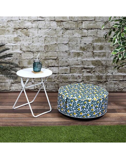 Pouf gonflable Zeste bicolore vert/jaune/blanc - 55x55x25 cm