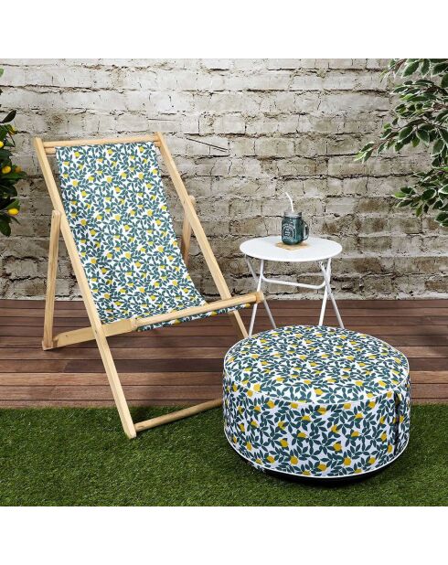 Pouf gonflable Zeste bicolore vert/jaune/blanc - 55x55x25 cm