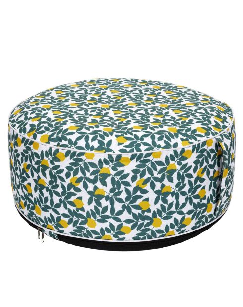Pouf gonflable Zeste bicolore vert/jaune/blanc - 55x55x25 cm
