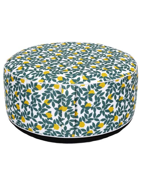 Pouf gonflable Zeste bicolore vert/jaune/blanc - 55x55x25 cm