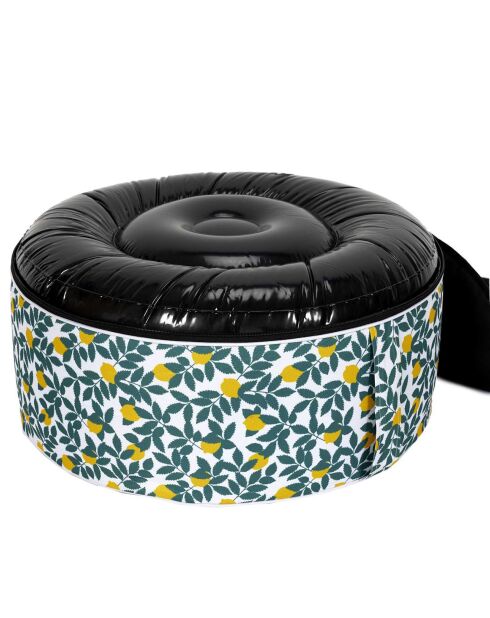 Pouf gonflable Zeste bicolore vert/jaune/blanc - 55x55x25 cm