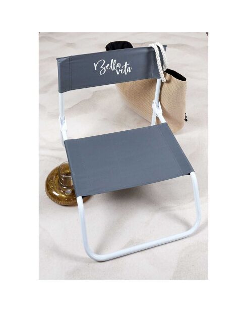 Chaise de plage pliante Bella Vita grise - 44.5x52x50 cm