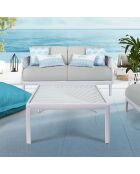 Table basse outdoor Ibiza blanc/verre - 70x70x32 cm