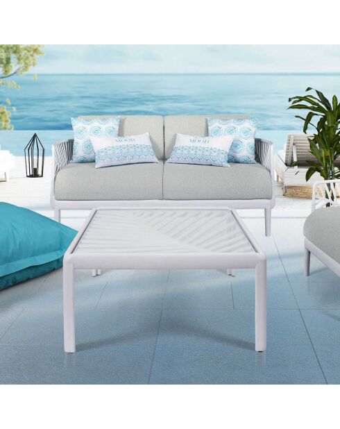 Table basse outdoor Ibiza blanc/verre - 70x70x32 cm