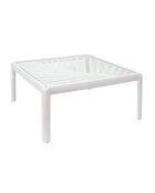 Table basse outdoor Ibiza blanc/verre - 70x70x32 cm