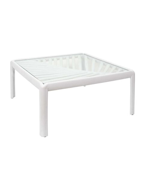 Table basse outdoor Ibiza blanc/verre - 70x70x32 cm