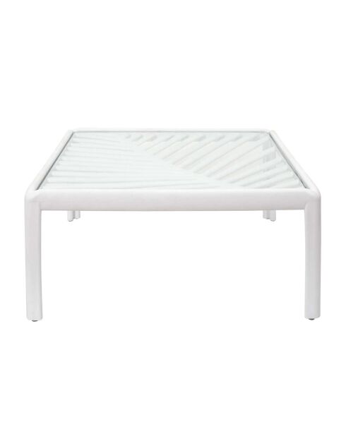 Table basse outdoor Ibiza blanc/verre - 70x70x32 cm