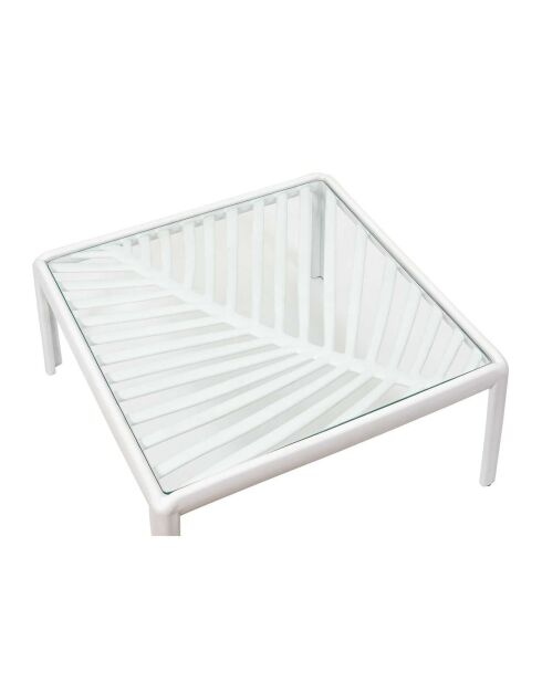 Table basse outdoor Ibiza blanc/verre - 70x70x32 cm