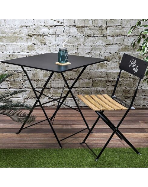 Table de repas pliante Palerme noire - 70x70x71 cm