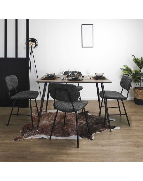 2 Chaises Taylor gris/noir - 45x52x78 cm