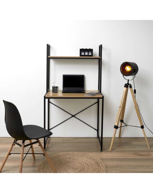Bureau étagère Stan marron/noir - 80x48x145 cm
