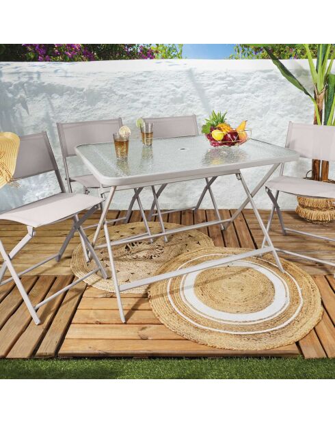 Table en verre trempé Formentera beige - 110x75x70 cm
