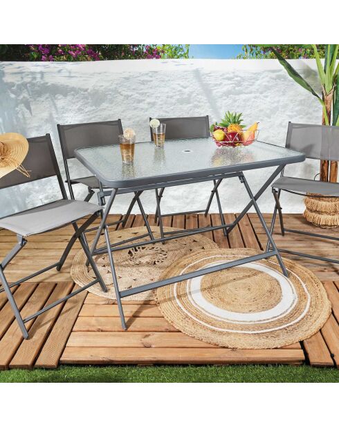 Table en verre trempé Formentera noire - 110x75x70 cm