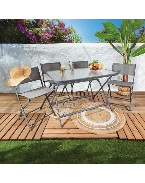 Table en verre trempé Formentera noire - 110x75x70 cm