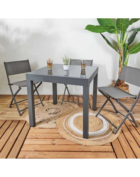 Table de jardin extensible Haria grise - 80x80x75 cm