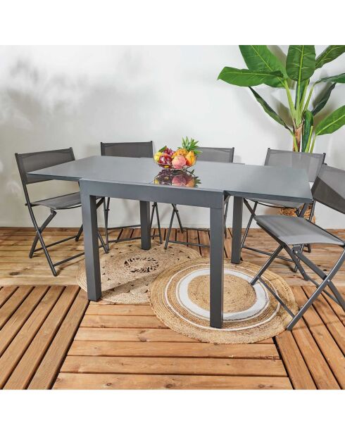 Table de jardin extensible Haria grise - 80x80x75 cm