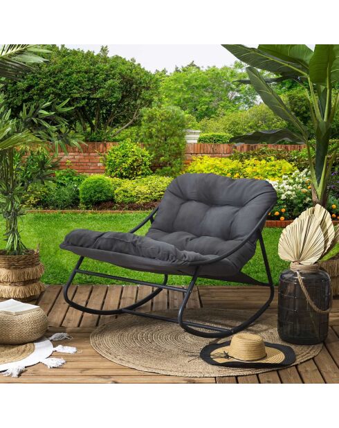 Fauteuil à bascule Tenerife gris - 78x108x73 cm