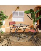 Table en métal effet bois Barcelone grise - 70x70x71 cm