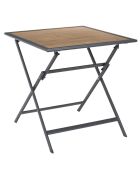 Table en métal effet bois Barcelone grise - 70x70x71 cm