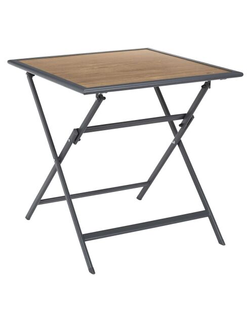 Table en métal effet bois Barcelone grise - 70x70x71 cm