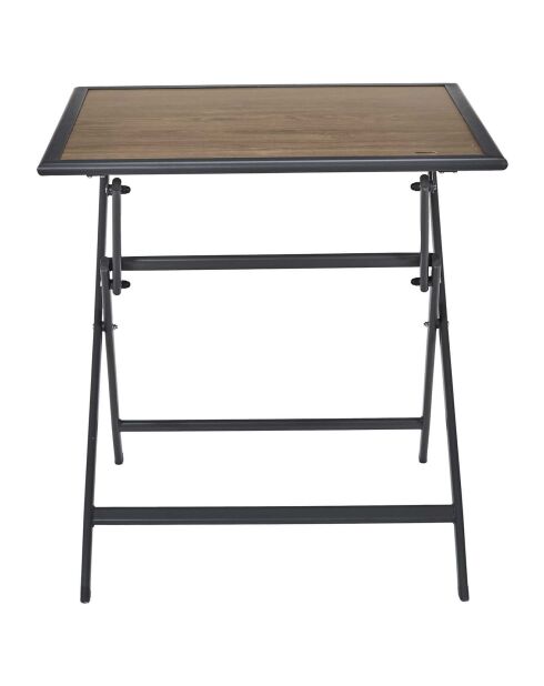 Table en métal effet bois Barcelone grise - 70x70x71 cm