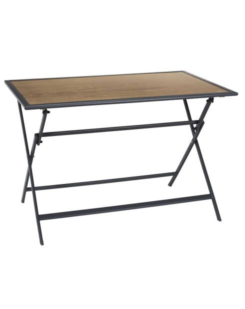 Table en métal effet bois Barcelone grise - 110x70x71 cm