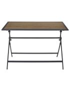 Table en métal effet bois Barcelone grise - 110x70x71 cm