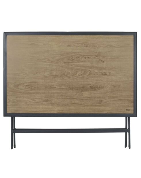 Table en métal effet bois Barcelone grise - 110x70x71 cm