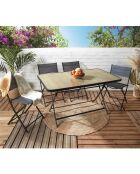 Table pliante 6 places effet bois marron/noir - 140x80x72 cm