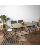 Table pliante 6 places effet bois marron/noir - 140x80x72 cm