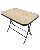 Table pliante 6 places effet bois marron/noir - 140x80x72 cm