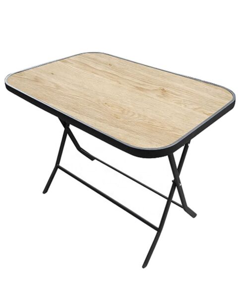 Table pliante 6 places effet bois marron/noir - 140x80x72 cm