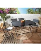 Table pliante 6 places effet ardoise gris/noir - 140x80x72 cm