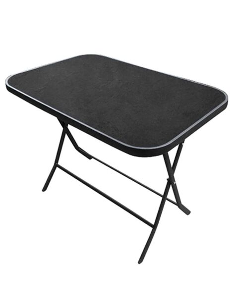 Table pliante 6 places effet ardoise gris/noir - 140x80x72 cm