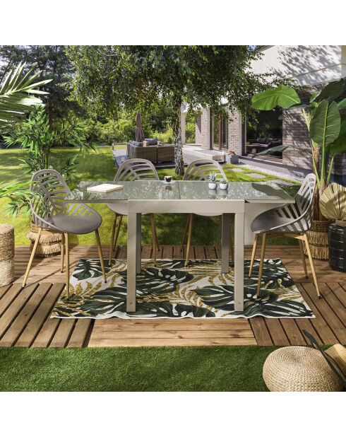 Table de jardin extensible Haria beige - 80x80x75 cm