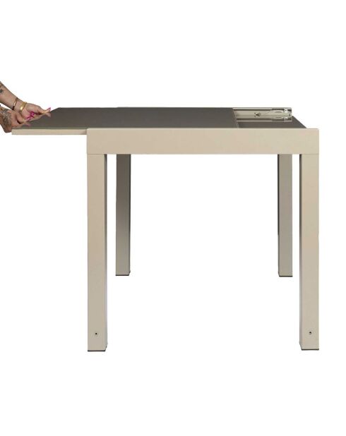 Table de jardin extensible Haria beige - 80x80x75 cm