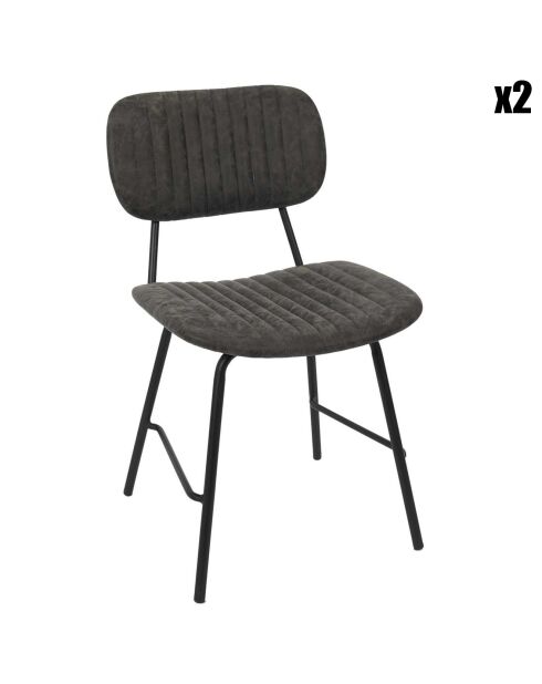 2 Chaises Taylor gris/noir - 45x52x78 cm