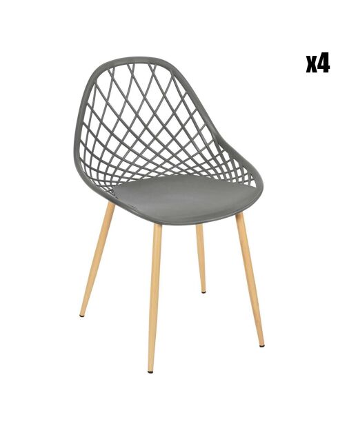 4 Chaises d'extérieur Malaga gris/ marron - 52.3x53.3x83.4 cm