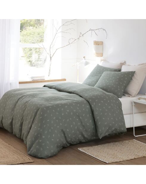 Parure Housse de Couette 100% Gaze de Coton Imprimé Celestine grise