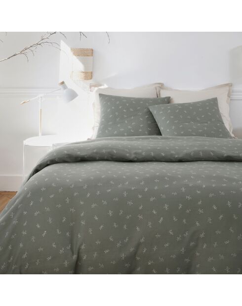Parure Housse de Couette 100% Gaze de Coton Imprimé Celestine grise