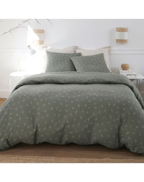 Parure Housse de Couette 100% Gaze de Coton Imprimé Celestine grise
