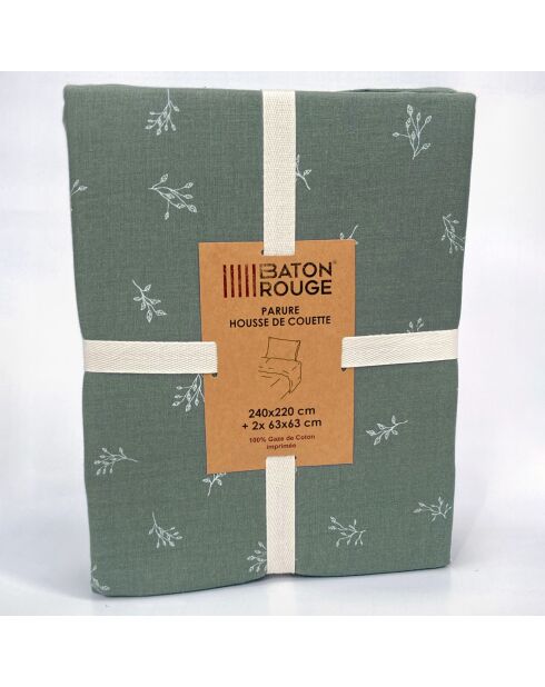 Parure Housse de Couette 100% Gaze de Coton Imprimé Celestine grise