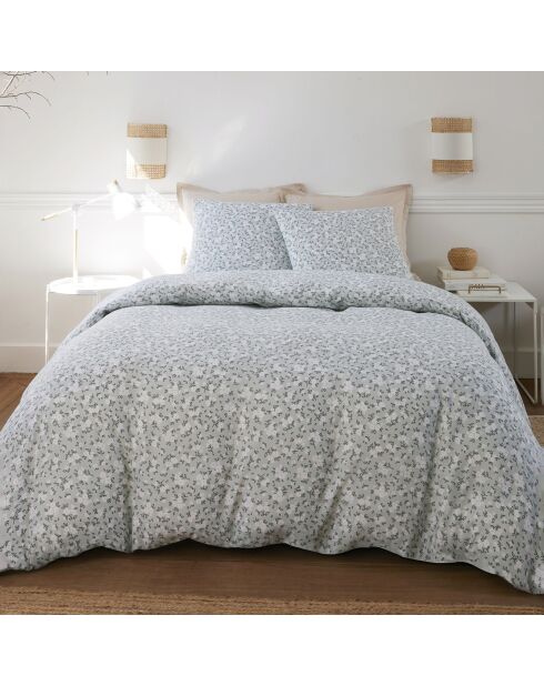 Parure Housse de Couette 100% Gaze de Coton Imprimé Edana grise