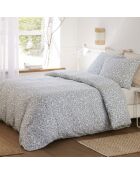 Parure Housse de Couette 100% Gaze de Coton Imprimé Edana grise