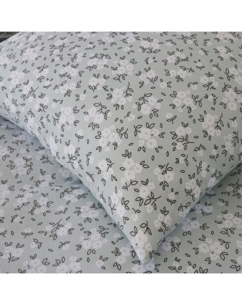 Parure Housse de Couette 100% Gaze de Coton Imprimé Edana grise