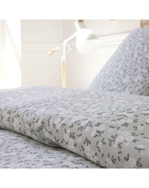 Parure Housse de Couette 100% Gaze de Coton Imprimé Edana grise