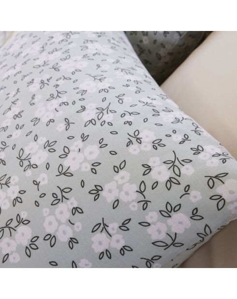Parure Housse de Couette 100% Gaze de Coton Imprimé Edana grise