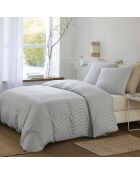 Parure Housse de Couette 100% Gaze de Coton Imprimé Laya blanc/gris