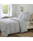 Parure Housse de Couette 100% Gaze de Coton Imprimé Laya blanc/gris
