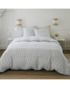 Parure Housse de Couette 100% Gaze de Coton Imprimé Laya blanc/gris